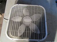 Top view of Likewise box fan grille and blades