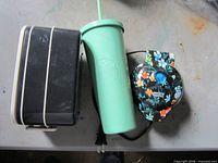 Starbucks cup, mini waffle maker, food storage box side-by-side