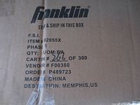 Franklin shipping carton with item number and branding