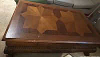 Top view showing parquet star inlay and overall finish