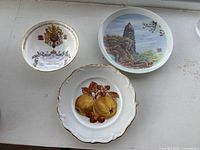 Top view of three decorative plates