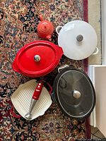 Top view of all cookware and appliances