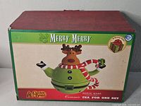 Box showing Cracker Barrel Merry Merry Ceramic Tea for One Set