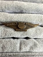 Full view of brass Jimmie Allen Flying Cadet pin