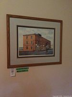 Framed print on wall