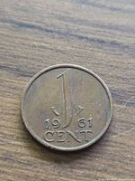 Reverse side showing large 1, date 1961 and CENT