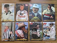 All eight Hi-Pro NASCAR cards laid out