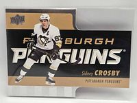 Front of Sidney Crosby Tim Hortons card, showing player image and team logo
