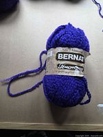 Full view of Bernat Harmony yarn skein with label visible