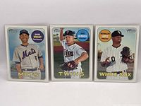 Fronts of the three Topps Heritage cards showing players Wright, Berrios, Lopez