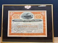 Framed stock certificate full view