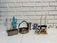 Group shot of decor items on shelf