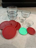 Full set of bowls with lids displayed