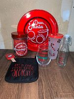 Full set of seven Christmas kitchen items displayed