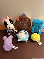 All six small plush toys displayed together