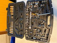 Open Stanley socket set showing full contents