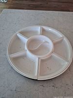 assembled serving set with center bowl and wedges on base