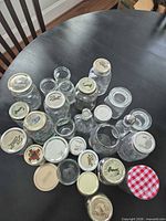 Top view showing all jars, lids and bottle