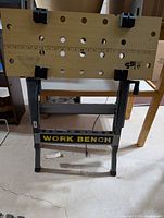 Front view of folding work bench fully assembled