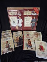 Front view of sealed Samantha activity kit with seven paperbacks displayed