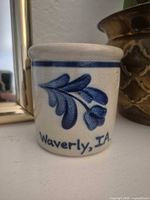 Front view showing cobalt leaf motif and Waverly IA text