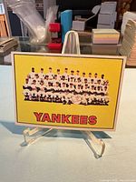 Front view of the 1966 Topps Yankees team card on stand