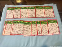 All 15 pocket schedule cards laid out face up