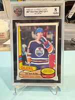 Front view of slabbed Wayne Gretzky O-Pee-Chee card showing full grade label