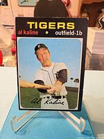 Front of 1971 Topps Al Kaline card on stand