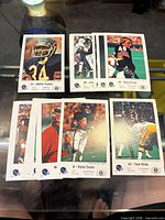 overview of five Chicago Bears Kiwanis promotional trading cards laid out on table