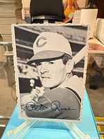 Front view of Pete Rose Deckle Edge card on stand