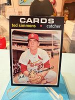 Front of 1971 Topps Ted Simmons card on stand