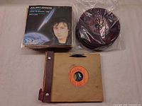 Stack of Julian Lennon picture-sleeve singles, bagged group of loose records, additional binder of singles