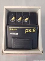 Top view of Washburn PX:8 phaser pedal inside original box