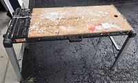 Overall view of folding workbench top and frame