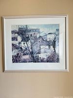 Full view of framed print on wall showing entire artwork, mat and frame