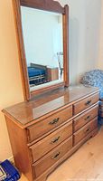 Front view of dresser with mirror attached