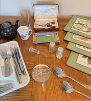 Overall lot layout on table showing all items