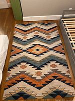 Full view of the southwest pattern area rug placed on floor