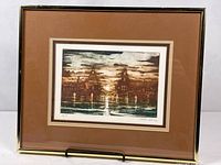 Full view of framed etching