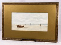 full view of framed watercolor showing scene and frame