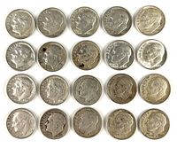 Obverse sides of 20 Roosevelt dimes