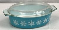 Full view of casserole with lid showing pattern and shape