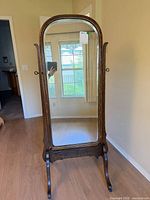 front view of oak cheval mirror