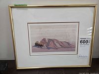 Full view of framed print with frame and mat visible