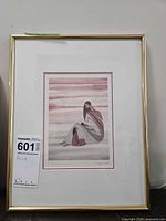 Full view of framed print with MaxSold lot tag