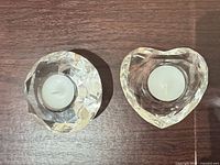 Top view of both crystal holders with candles inserted