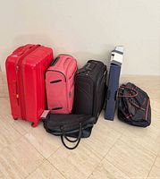 Group view of all six travel bags upright
