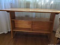 Front view showing full console table with shelves