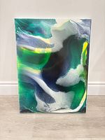 Front view of abstract acrylic painting on canvas